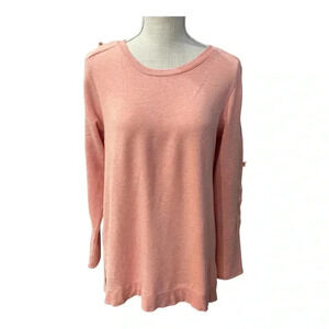 Soft Surroundings Peach Slit Button Long Sleeves Soft Sweater Women’s size M